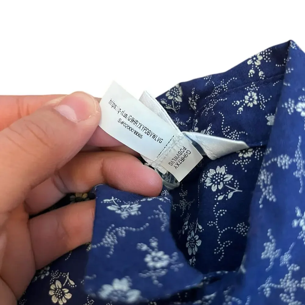 Ralph Lauren Madelyn Floral Cotton Shirt Dress Blue Long Sleeve Cotton Size 12M